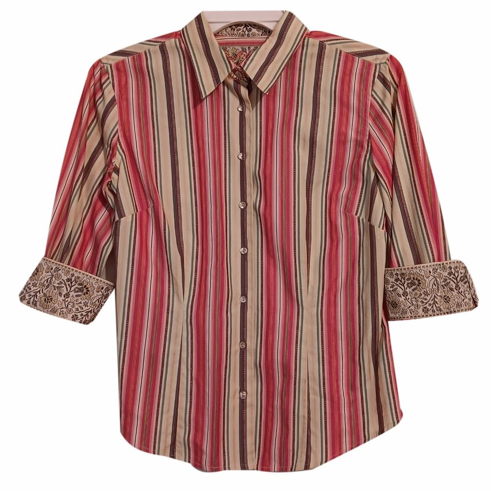 Robert Graham Multicolored Strips Size Small - image 1